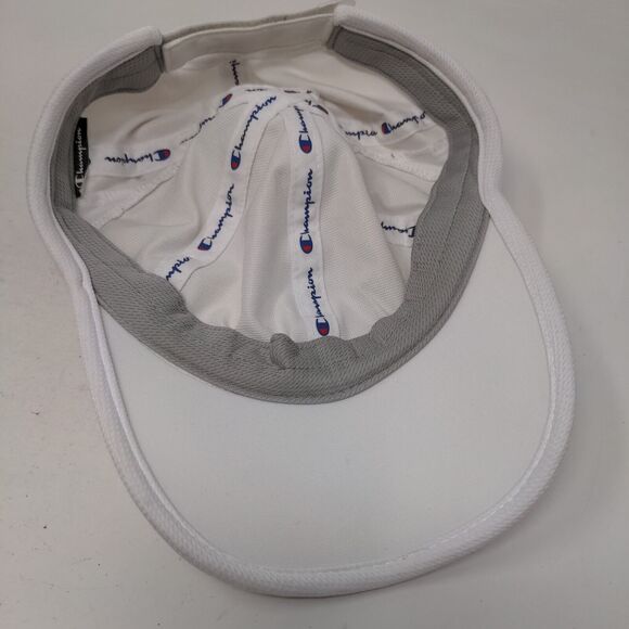 Champion Strapback Hat White One Size Adjustable Embroidered Breathable 6 Panel - Picture 6 of 7